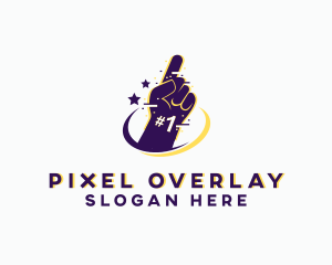 Pixel Glitch Hand logo design