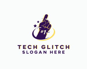 Pixel Glitch Hand logo design