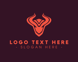Silver Bull - Tribal Bull Horns logo design