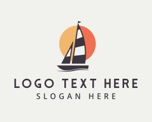 Raft - Sun Ocean Sailboat logo design