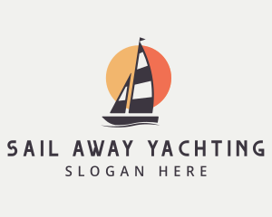 Sun Ocean Sailboat logo design