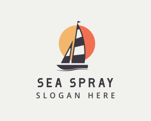 Sun Ocean Sailboat logo design