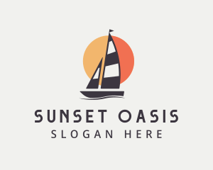 Sun Ocean Sailboat logo design