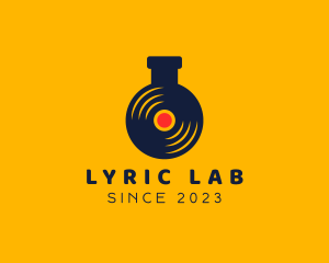 Vinyl Record Laboratory Flask logo design