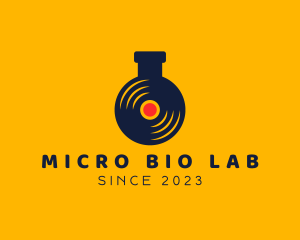 Vinyl Record Laboratory Flask logo design