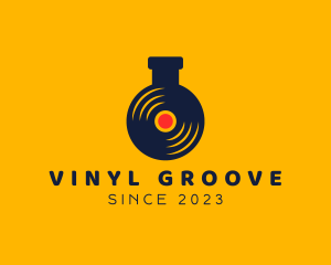 Turntable - Vinyl Record Laboratory Flask logo design