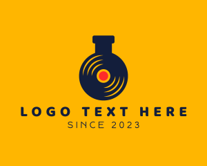 Disco - Vinyl Record Laboratory Flask logo design