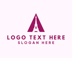 Purple Triangle - Paris Tower  Landmark logo design