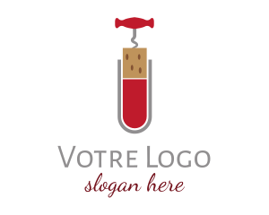 Red Wine - Wine Science Corkscrew logo design