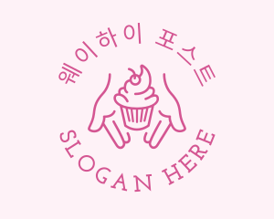 Pink Cupcake Hands logo design