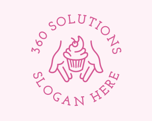 Pink Cupcake Hands logo design