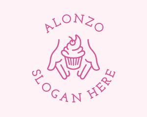 Pink Cupcake Hands logo design