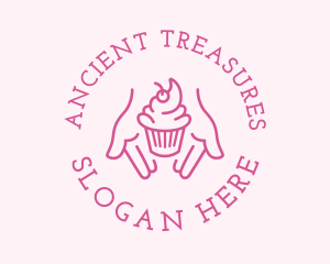 Pink Cupcake Hands logo design