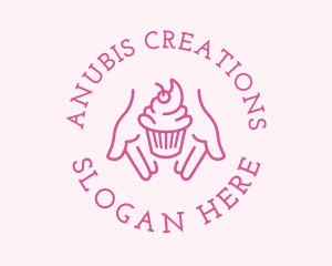 Pink Cupcake Hands logo design