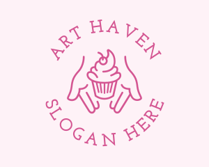 Pink Cupcake Hands logo design