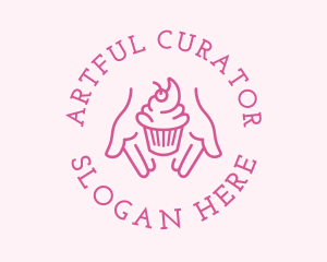 Pink Cupcake Hands logo design