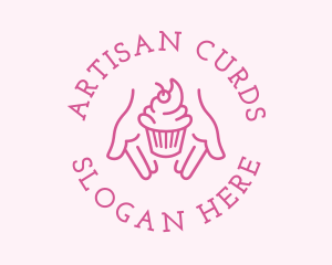 Pink Cupcake Hands logo design