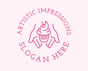 Pink Cupcake Hands logo design