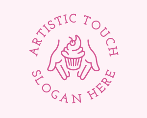 Pink Cupcake Hands logo design