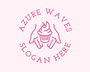 Pink Cupcake Hands logo design