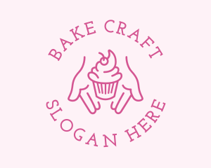 Pink Cupcake Hands logo design