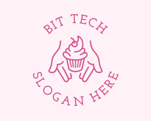 Pink Cupcake Hands logo design