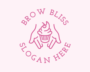 Pink Cupcake Hands logo design