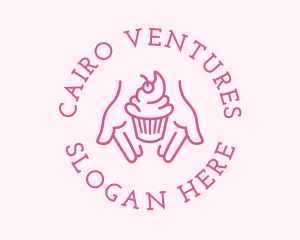 Pink Cupcake Hands logo design