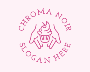 Monochrome - Pink Cupcake Hands logo design