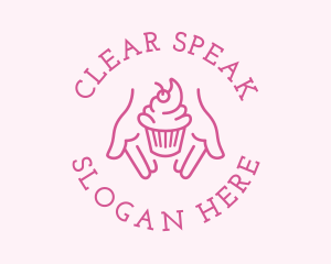 Pink Cupcake Hands logo design