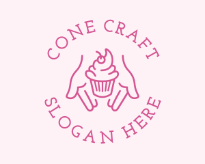 Pink Cupcake Hands logo design