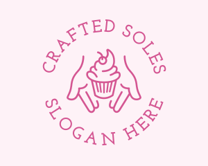 Pink Cupcake Hands logo design