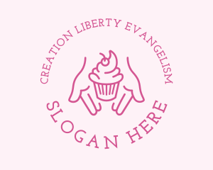 Pink Cupcake Hands logo design