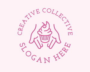 Pink Cupcake Hands logo design