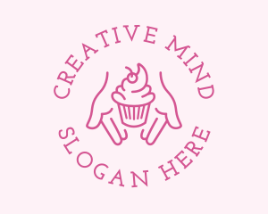 Pink Cupcake Hands logo design