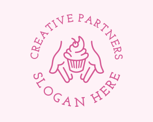 Pink Cupcake Hands logo design