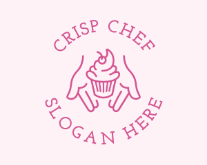 Pink Cupcake Hands logo design