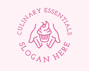 Pink Cupcake Hands logo design