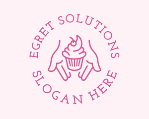 Pink Cupcake Hands logo design