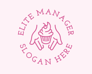 Pink Cupcake Hands logo design