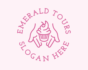 Pink Cupcake Hands logo design