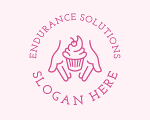 Pink Cupcake Hands logo design