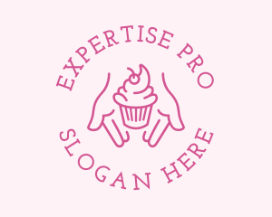 Pink Cupcake Hands logo design