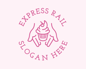 Pink Cupcake Hands logo design