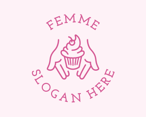 Pink Cupcake Hands logo design