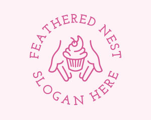 Pink Cupcake Hands logo design