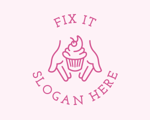 Pink Cupcake Hands logo design