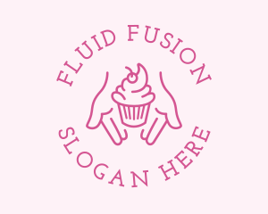 Pink Cupcake Hands logo design