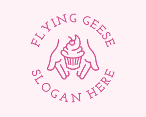 Pink Cupcake Hands logo design