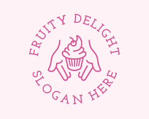 Pink Cupcake Hands logo design